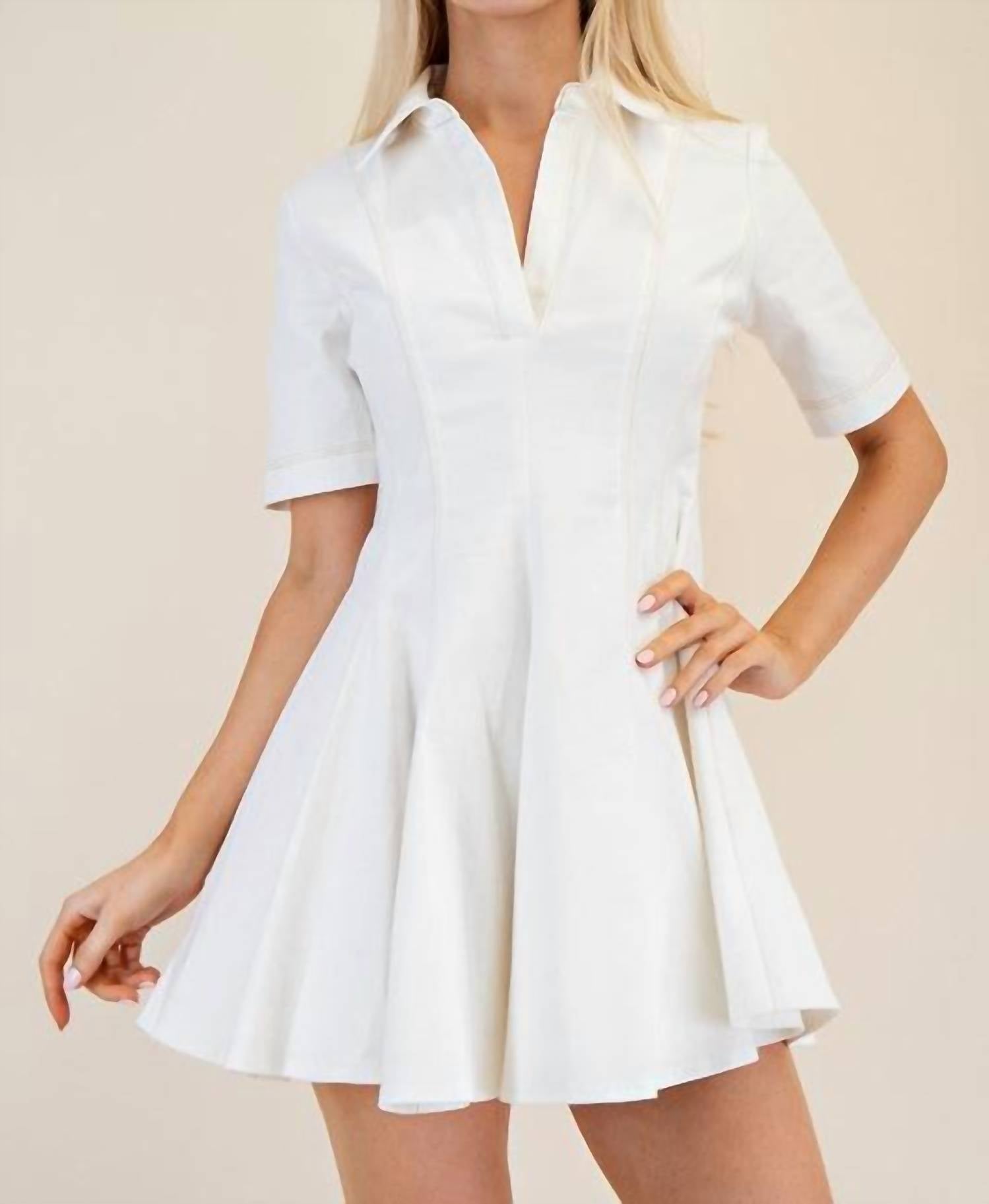 Glam - Denim Pleated Mini Dress