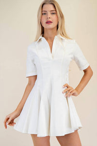 Glam - Denim Pleated Mini Dress