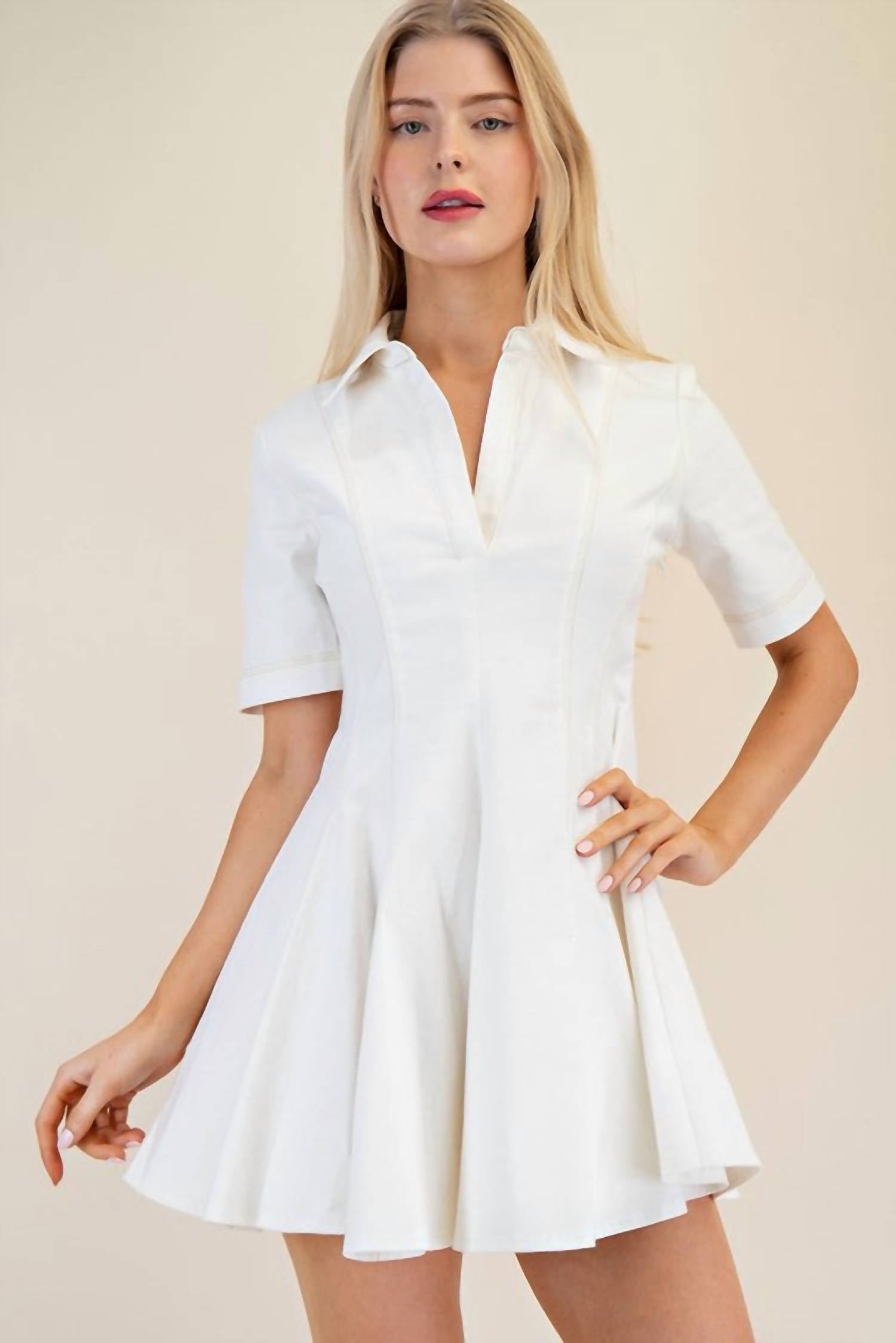 Glam - Denim Pleated Mini Dress