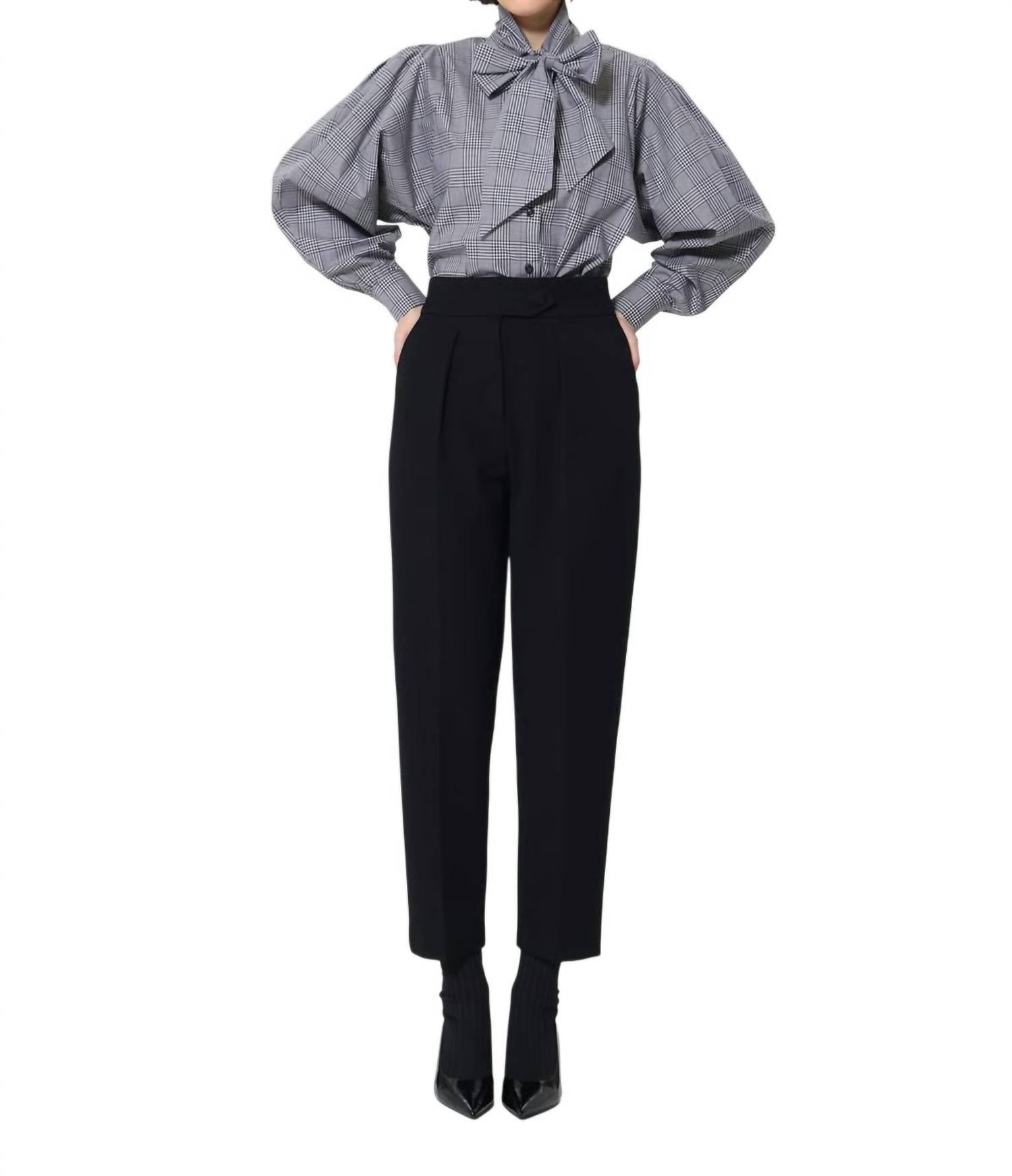 Tara Jarmon - Candya Check Shirt With Pussy Bow Collar