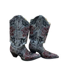 Corral Women's Western Pointed Toe Boots in red smoke - women's shoe - detail view