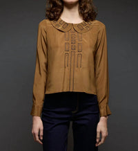 love binetti Nadia Blouse in caramel - women's blouse