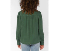 Velvet Heart Bellamy Shirt in dark green - women's shirt - detail view