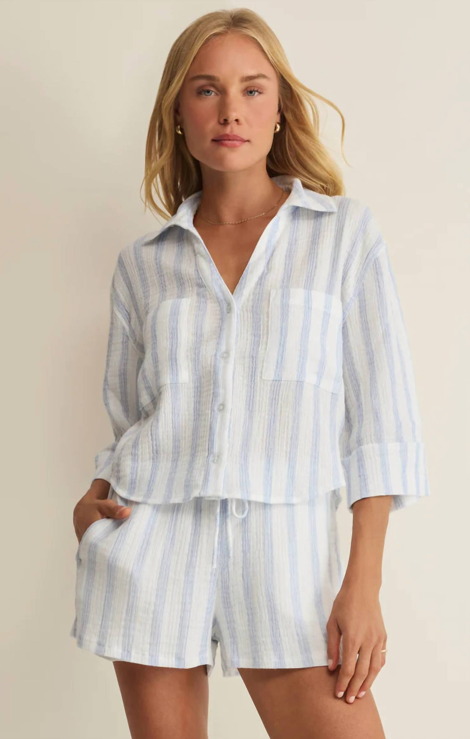 Z Supply - HELENA STRIPED AIRY GAUZE BUTTON UP