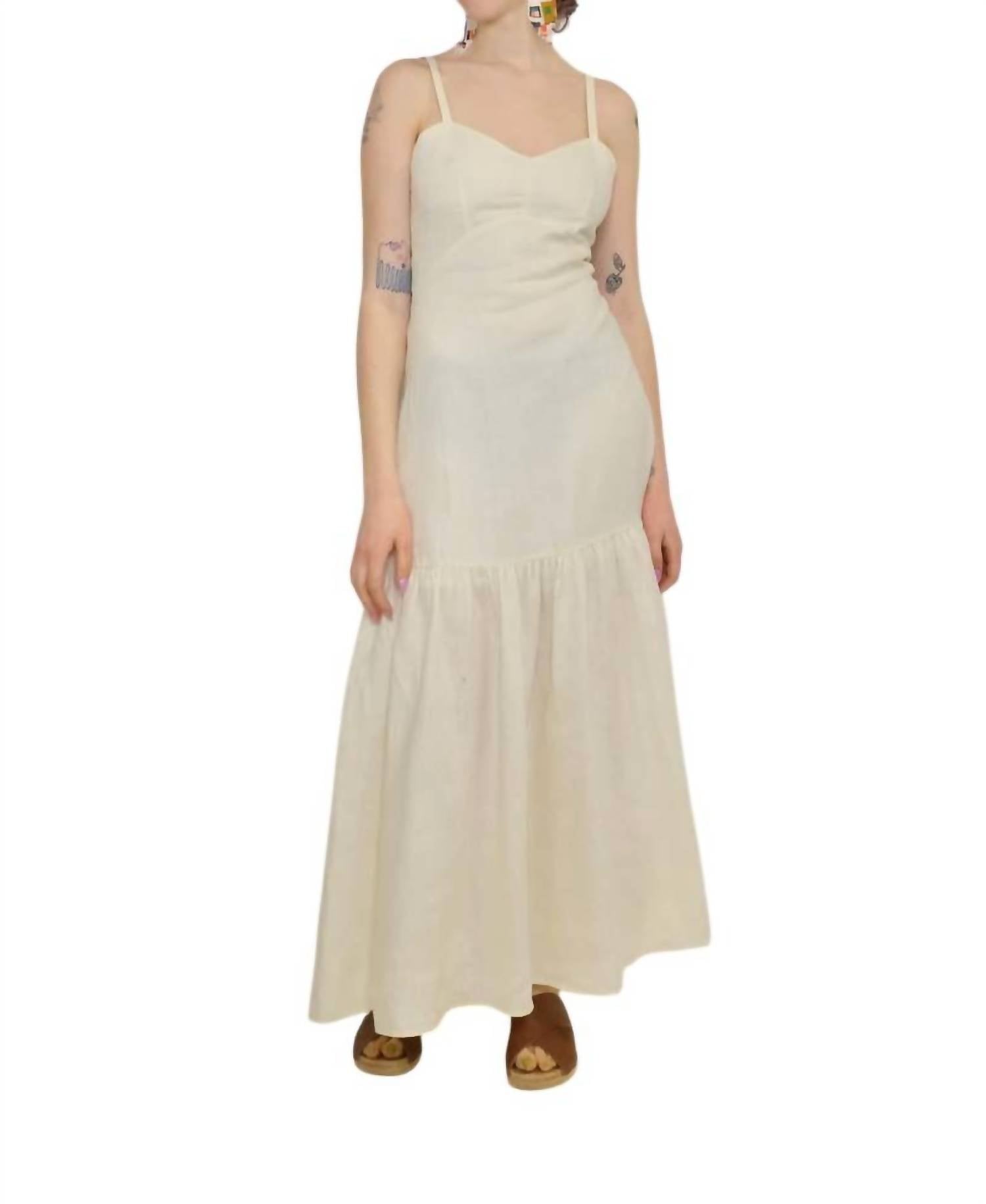 Peony Tie Back Midi Dress in gardenia - women's dress - detail view