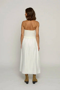Central Park West - Knit and Woven Skirt Strapless Midi Dress