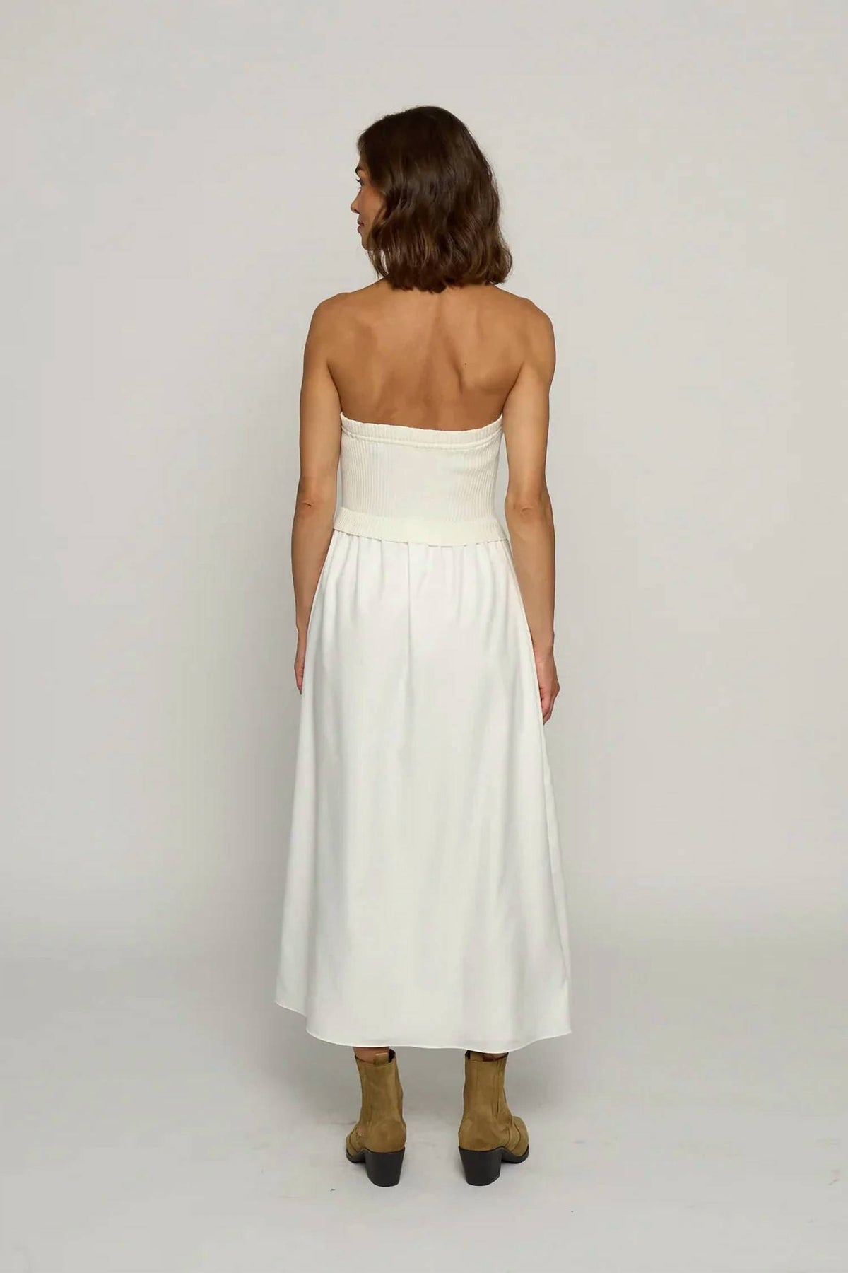 Central Park West - Knit and Woven Skirt Strapless Midi Dress