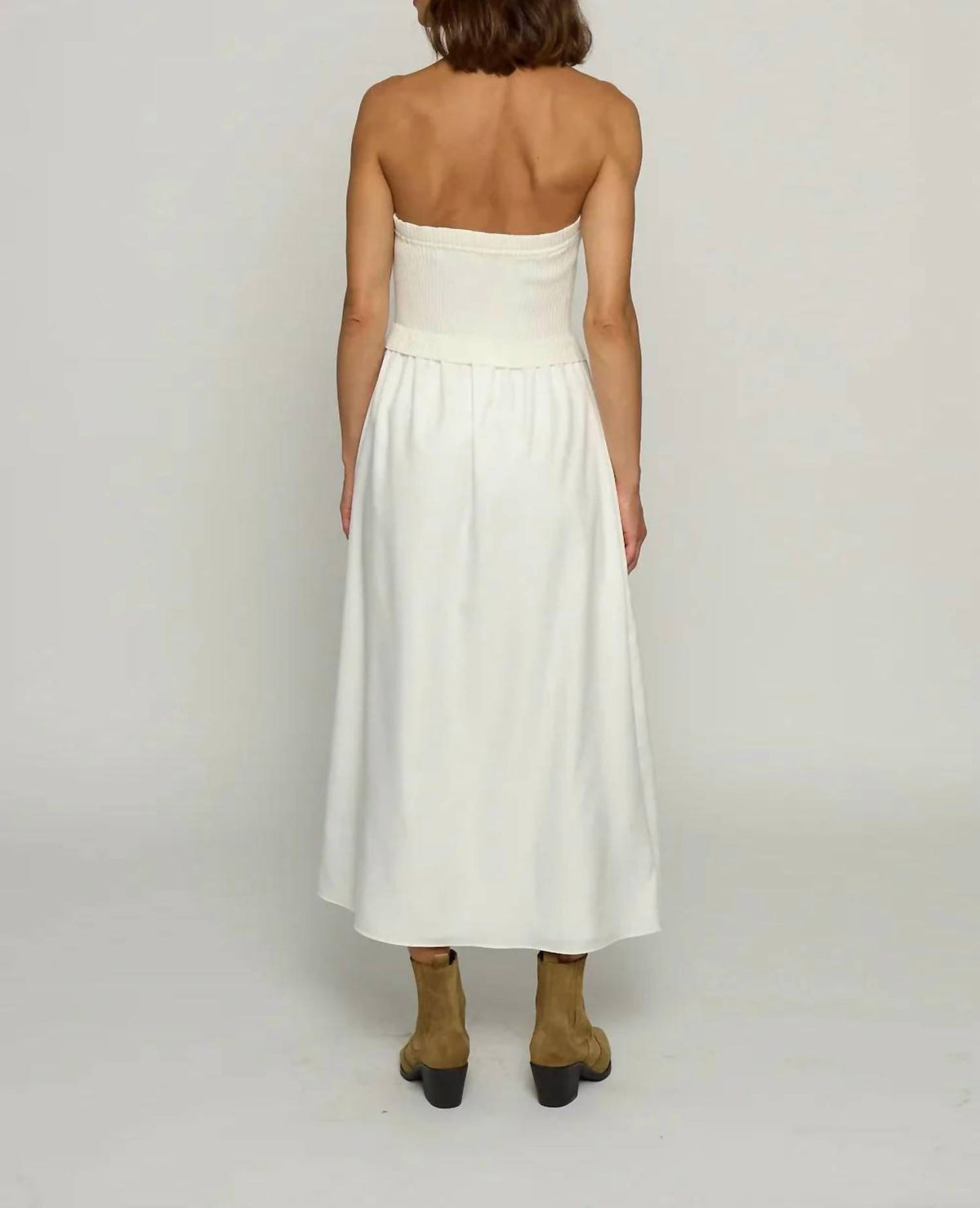 Central Park West - Knit and Woven Skirt Strapless Midi Dress
