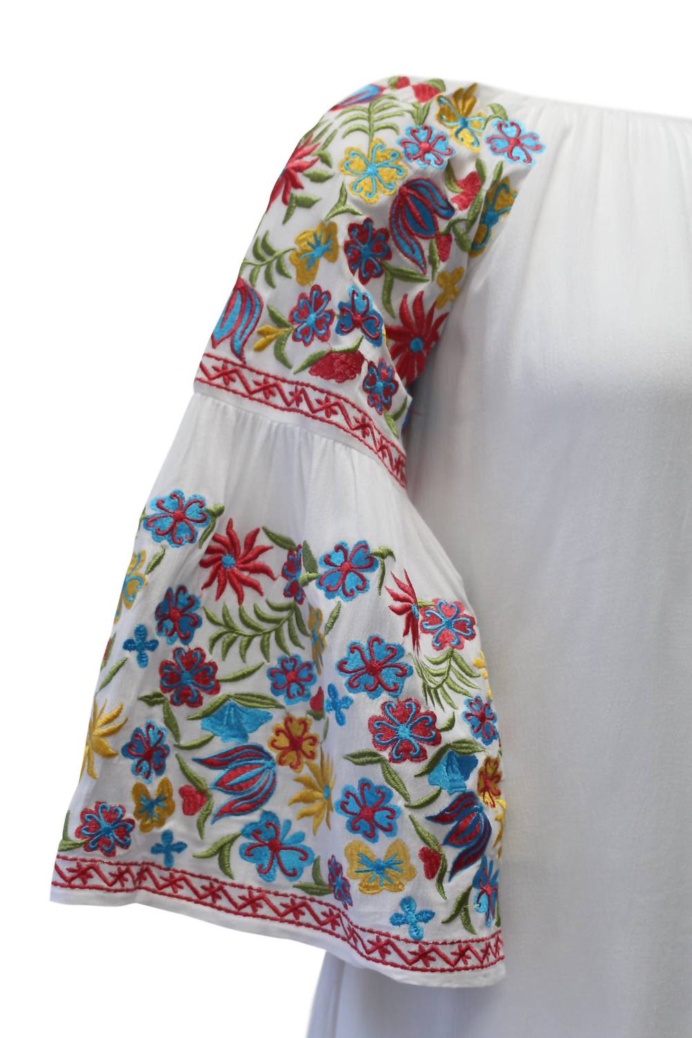 Velzera - Women's Floral Embroidered Off The Shoulder Mini Dress