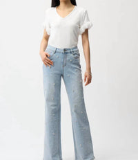 Joseph Ribkoff - Jersey Fitted Top With Laser Cut Chiffon Sleeve