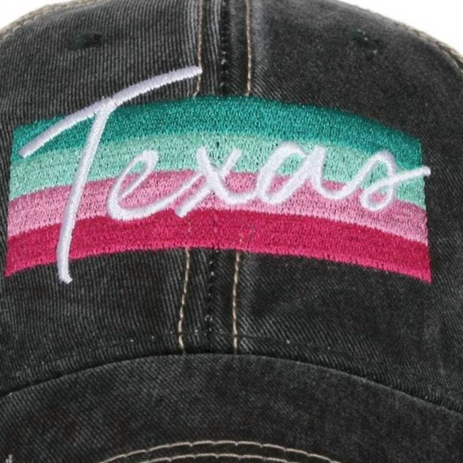 Katydid - Women's Texas Script Embroidered Distressed Trucker Hat