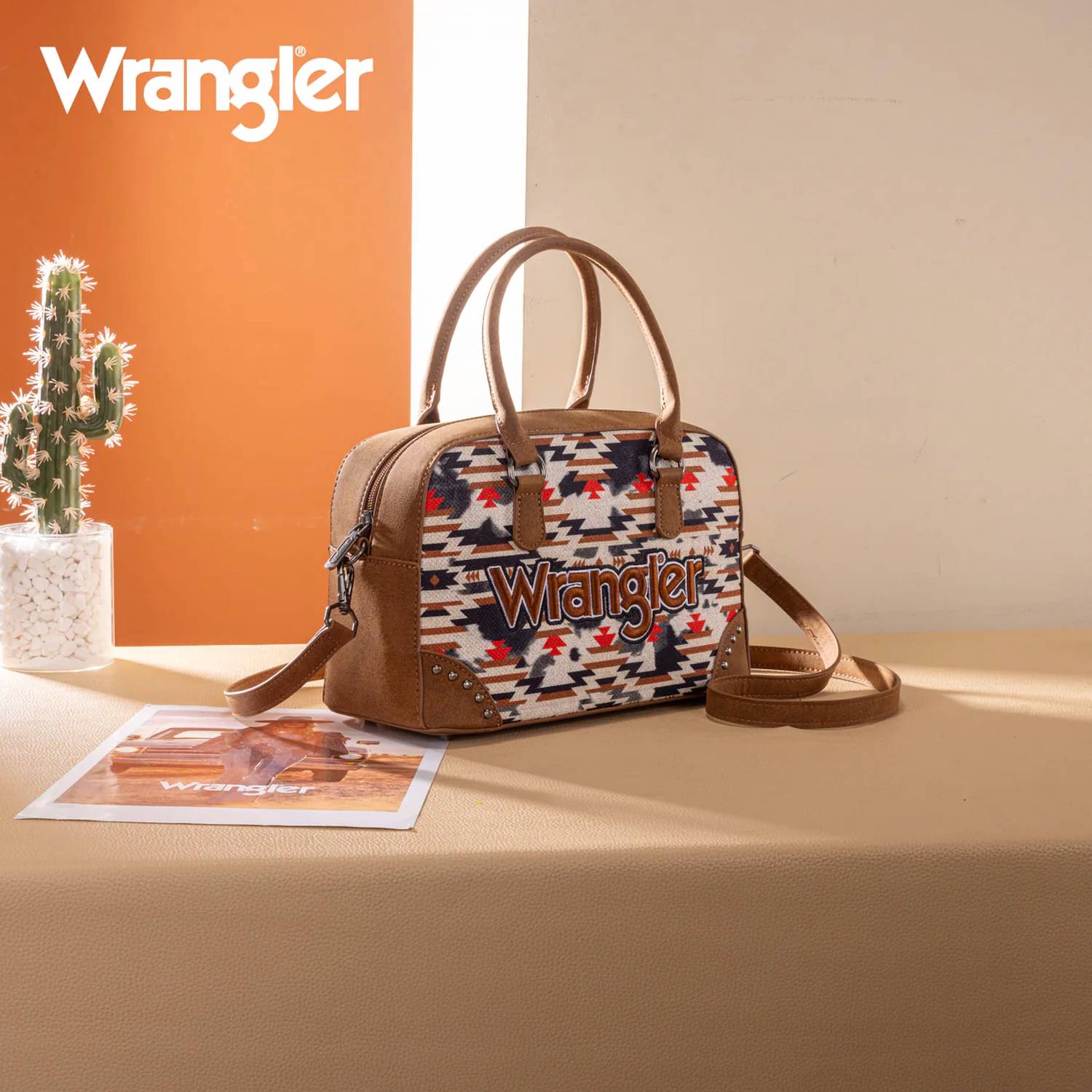 Wrangler Aztec Print Satchel in brown - women's bag