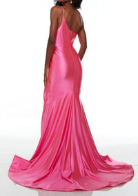 Alyce Paris - Sleek One-shoulder Strappy High Slit Long Dress