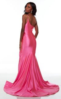 Alyce Paris - Sleek One-shoulder Strappy High Slit Long Dress