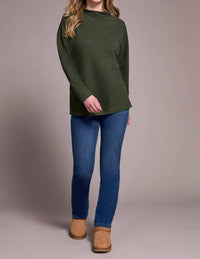 Tribal - Ottoman Knit Drop Shoulder Cowl Neck Tunic