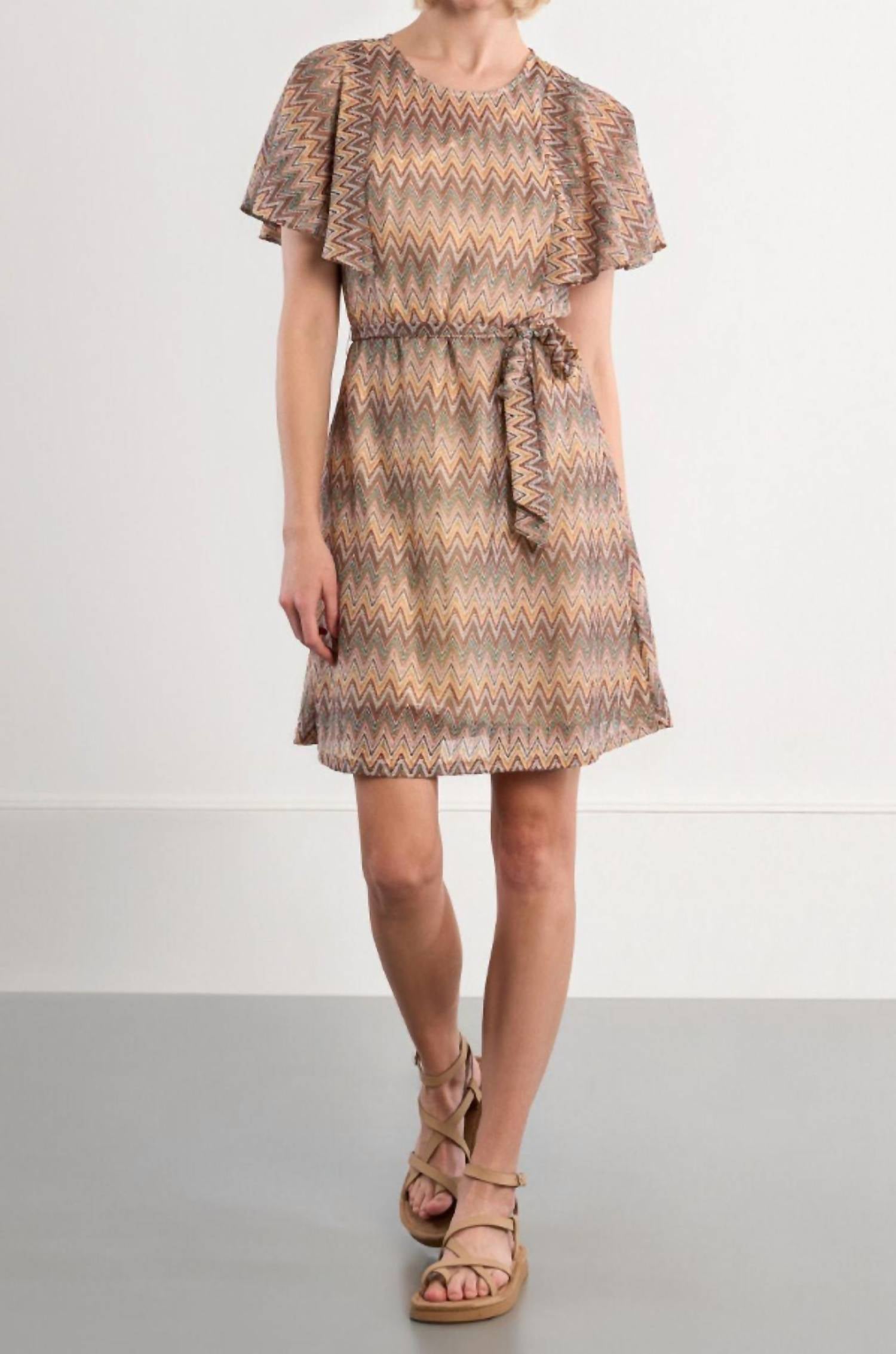 Lili Sidonio Women's Chevron Dress in beige - women's dress