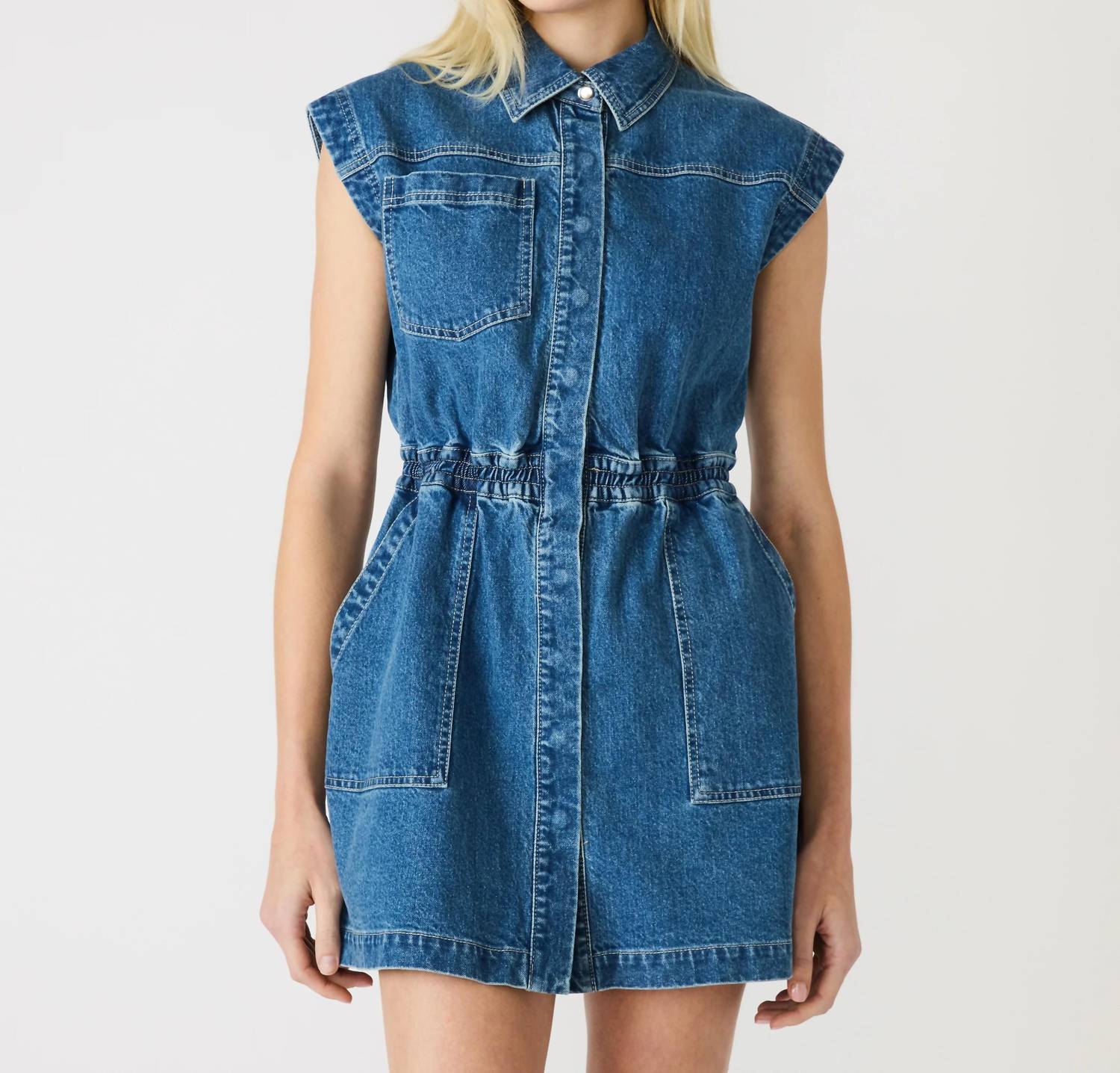 Steve Madden - Sleeveless Denim Mini Dress