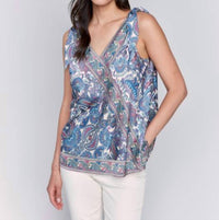 Charlie B - V-neck Knot On Shoulder Top