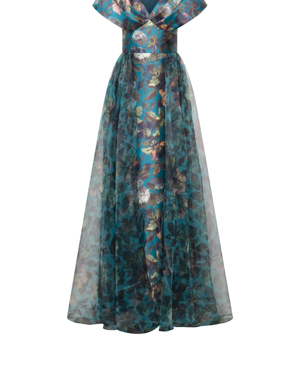 Theia - Azaria Draped V Neck Gown
