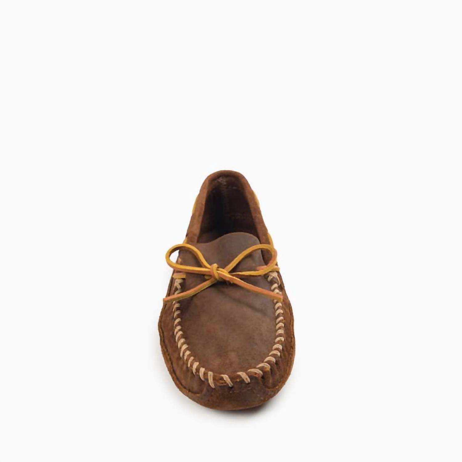 MINNETONKA Men's Double Bottom Softsole Moccasis Shoes in brown ruff - men's loafer - alternate view