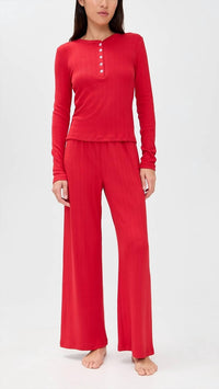 Z Supply Luxe Pointelle Pants in festive red 1 - women's pants