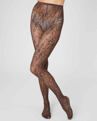 Swedish Stockings Women's Rosa Lace Tights in dark brown - women's accessory