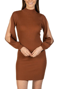 Love Token - Bubble Sleeve Knit Mini Dress