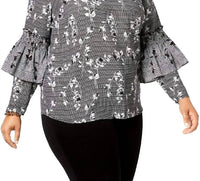 Ny Collection - Women's Floral Ruffled Blouse - Plus