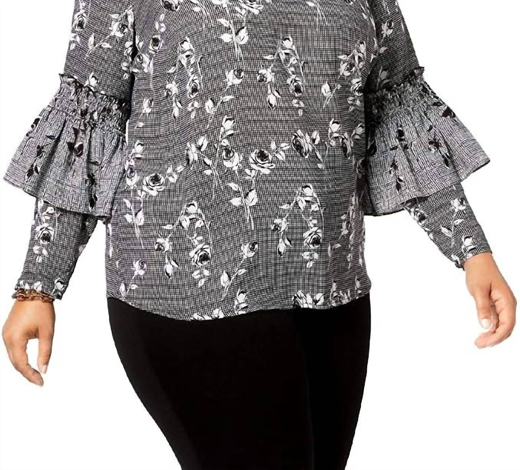 Ny Collection - Women's Floral Ruffled Blouse - Plus