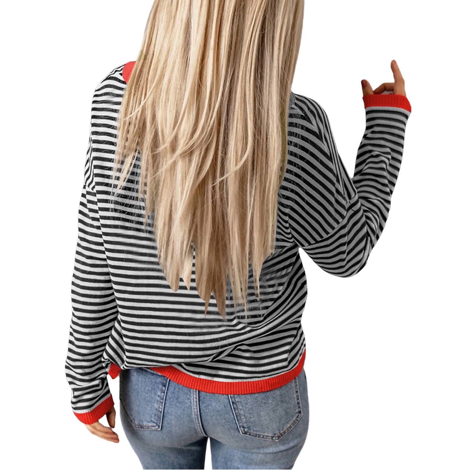 Lovesoft - Women's Striped Drop Shoulder Sweater