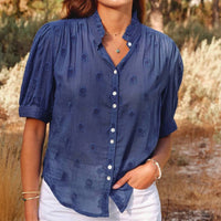 M.A.B.E. - Frani Embroidered Short Sleeve Top