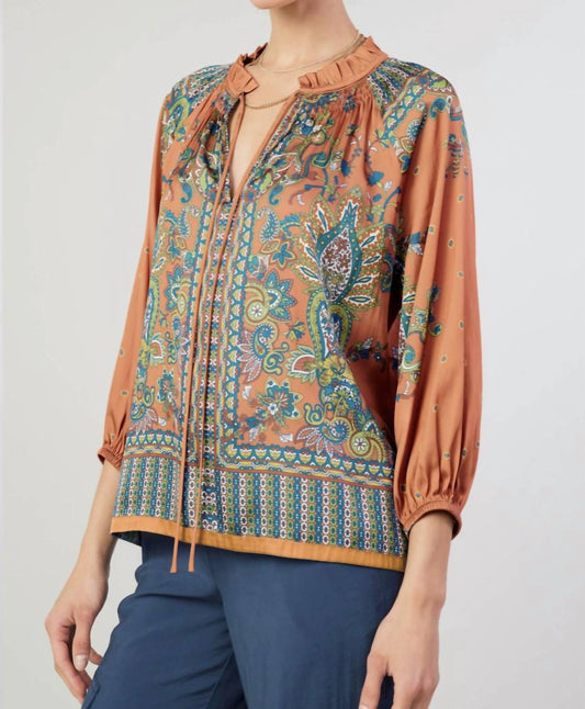 Current Air - Paisley Pattern Split Neck Blouse