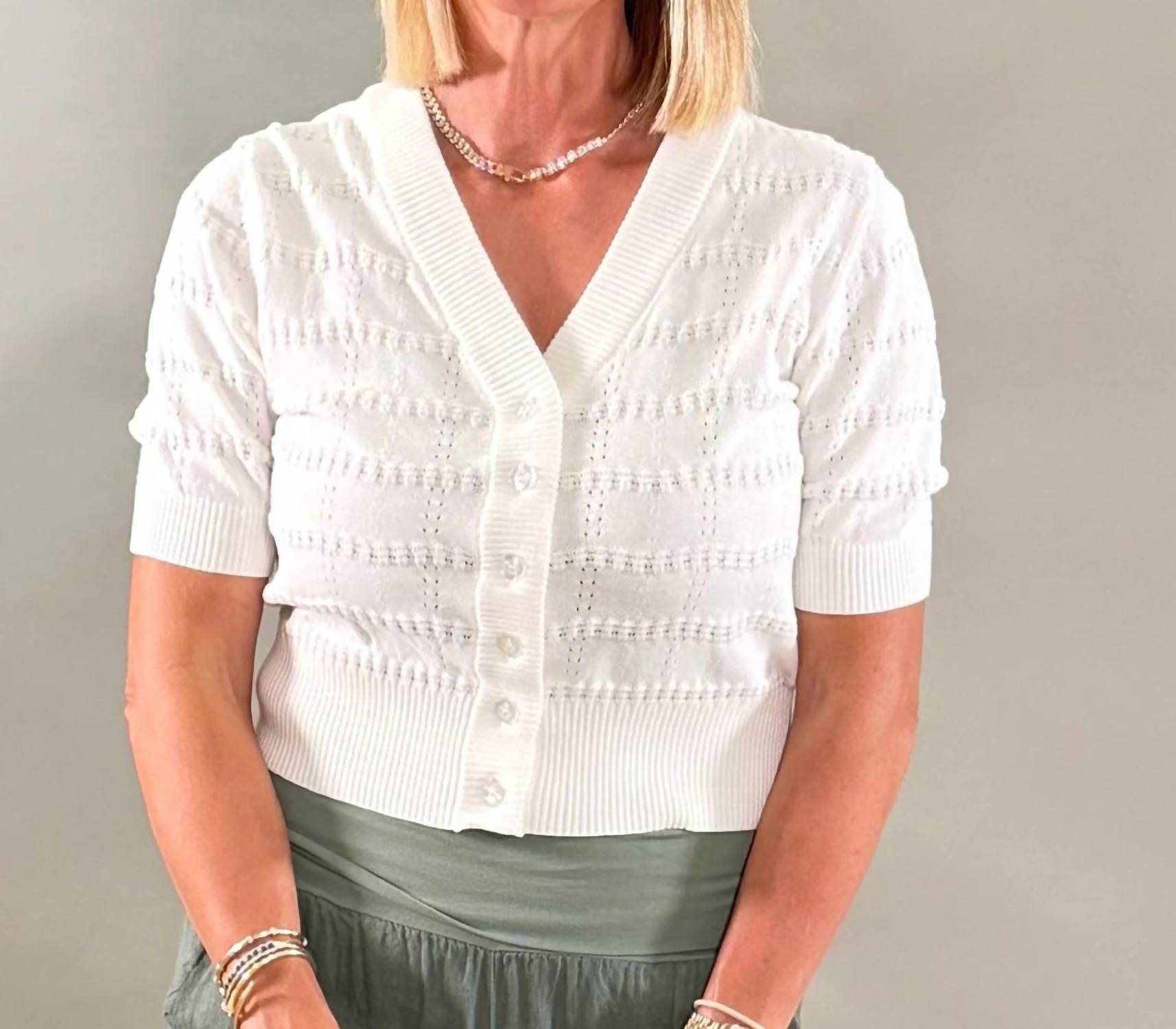 Apricot - Cutesy Cropped Short Sleeve Cardigan
