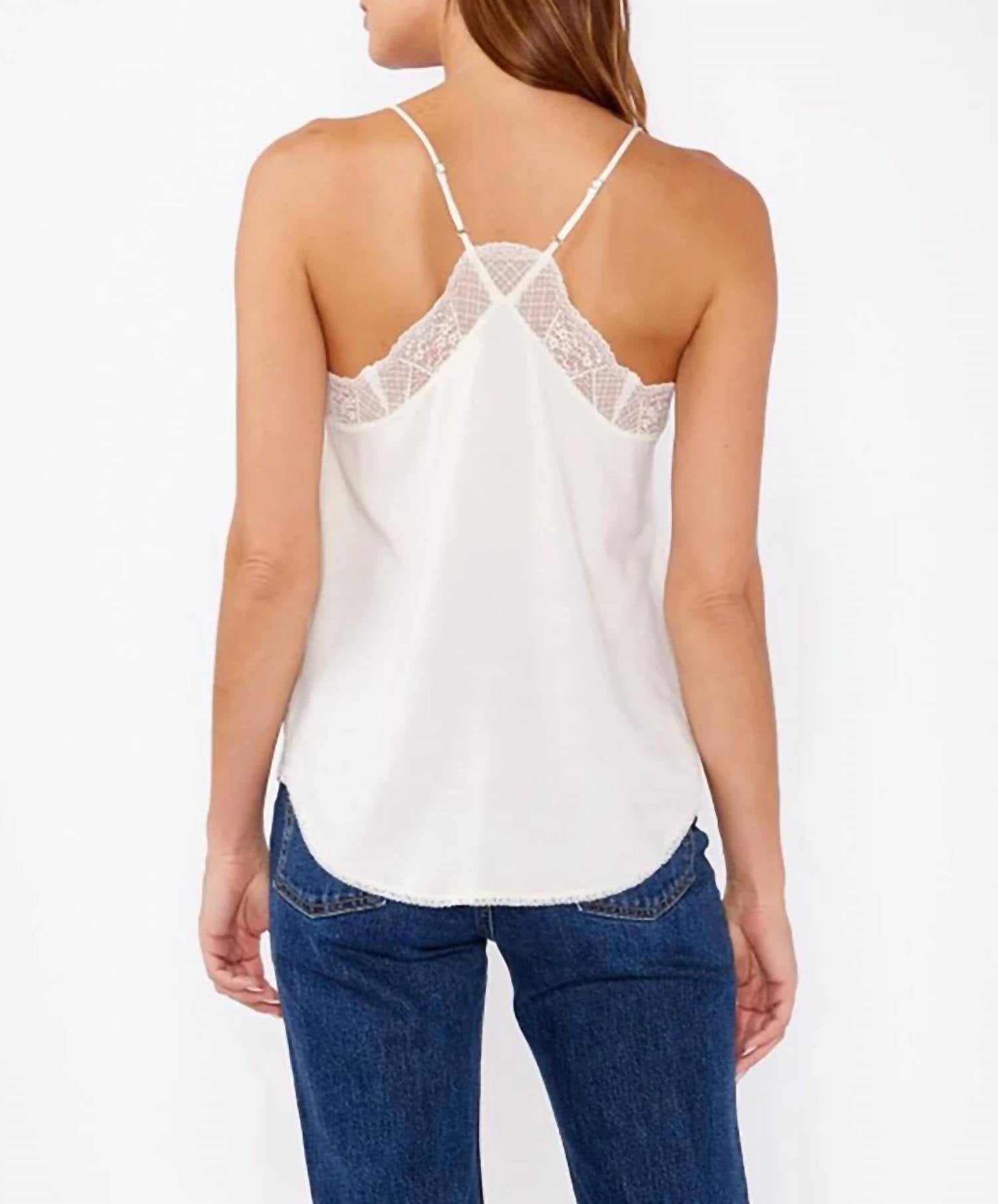 Lovestitch - Spaghetti Strap Lace Trim Cami Top