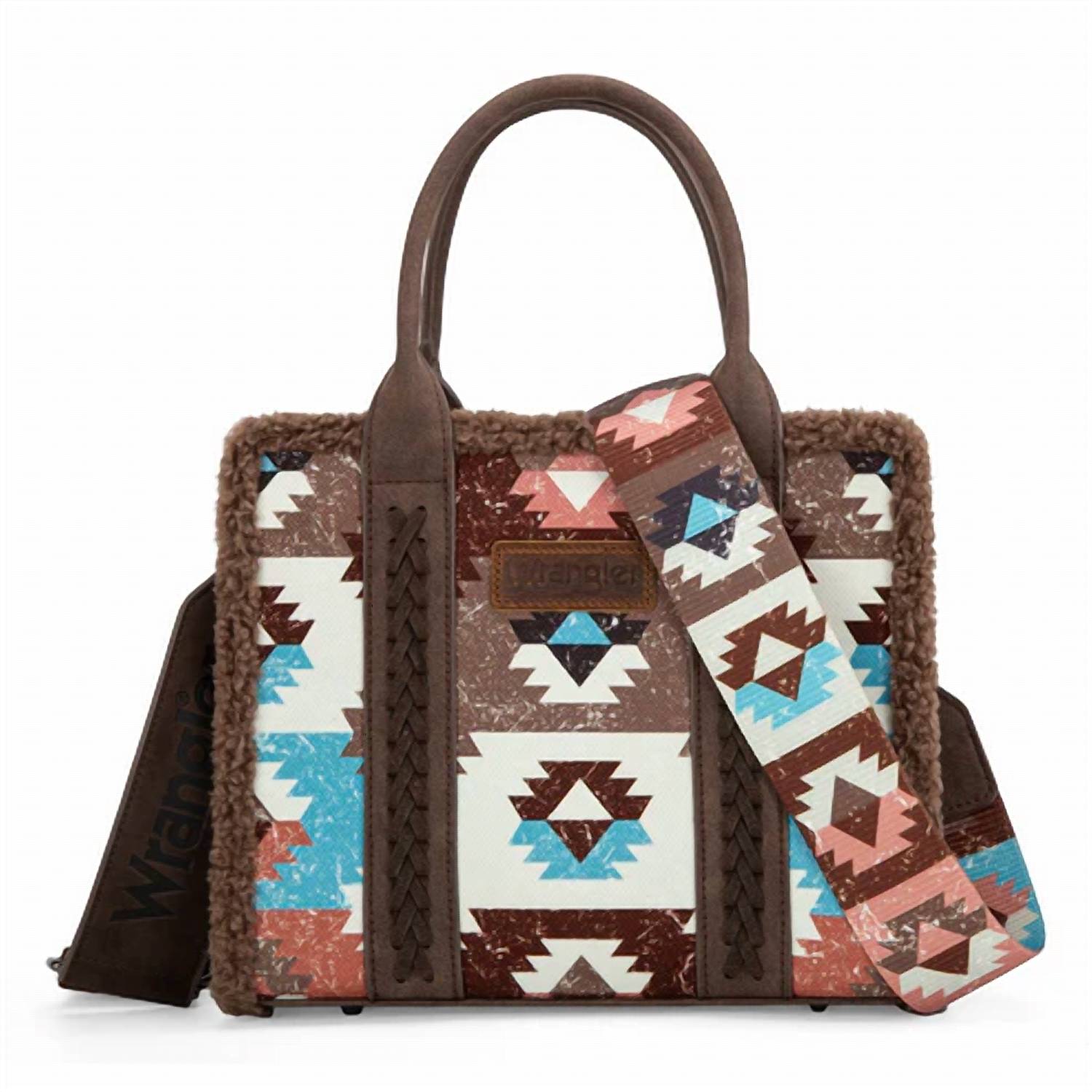 Wrangler - Women's Sherpa Southwestern Canvas Tote Crossbody Bag