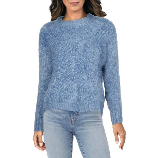 Aqua - Cropped Pointelle Mock Neck Sweater