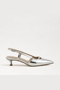 Sam Edelman Women's Toni Slingback Kitten Heel in soft silver metallic - women's heels