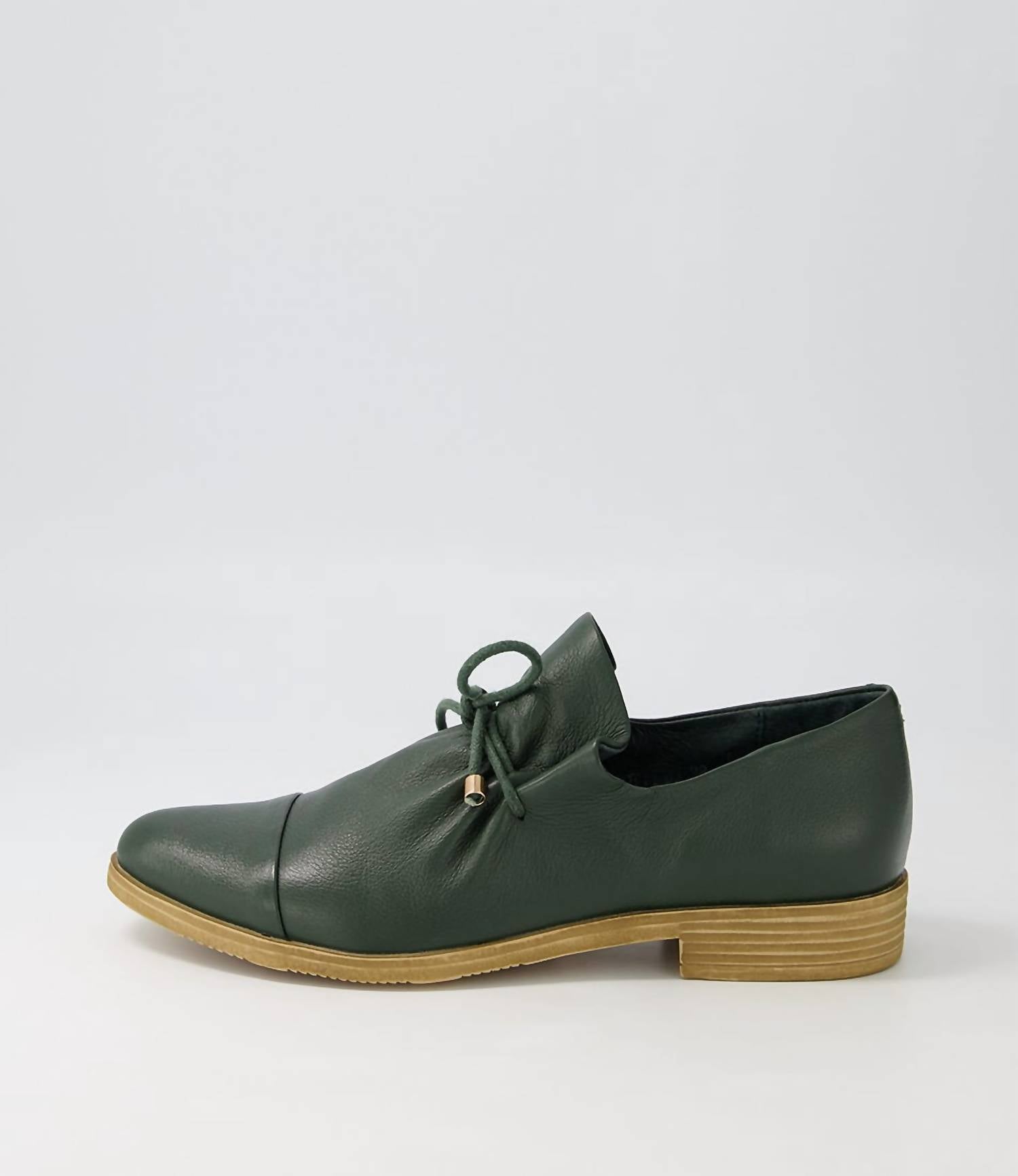 Django & Juliette Women's Kotty Leather Flat Shoes in olive leather - women's flats