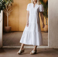 Elan - Tiered Button Down Midi Dress