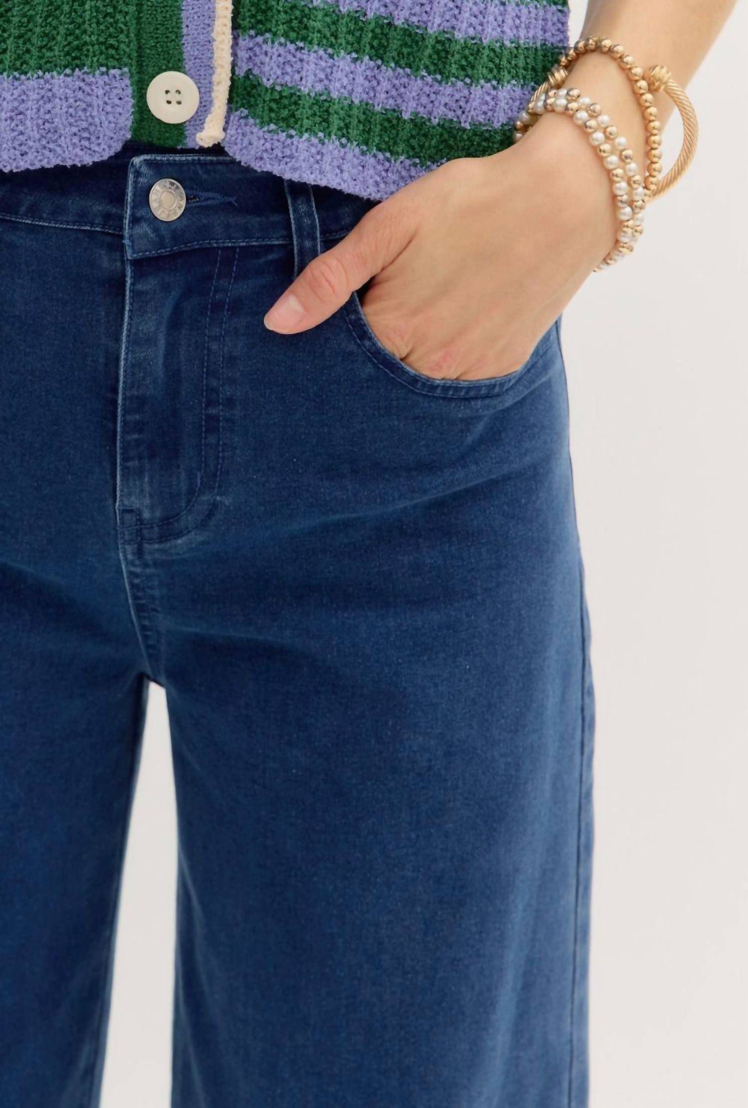 Entro - Cuffed Ankle Wide Hemmed Pants