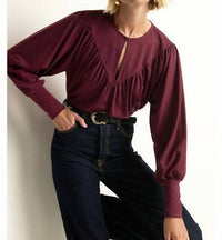 Nation LTD Jeannie Keyhole Top in port - women's blouse