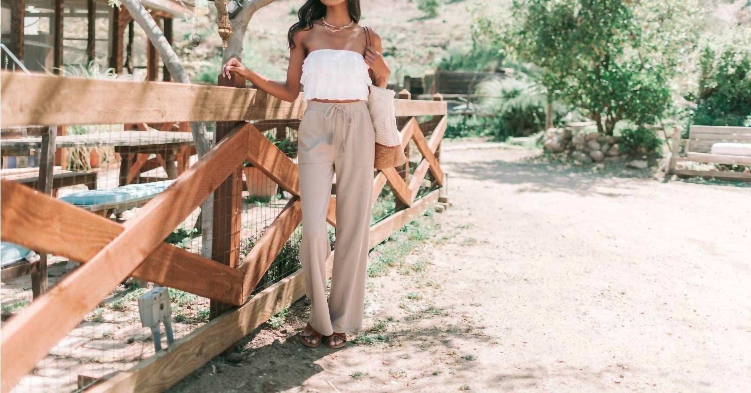 Amaryllis - Wide Leg Pork Chop Pocket Knit Pants