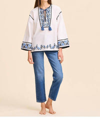 MILLE Angelica Top in santorini embroidery - women's blouse - view 5