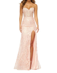 Sherri Hill - Strapless Sequin Lace Fitted Prom Dress