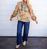 Current Air - Paisley Border Printed Top