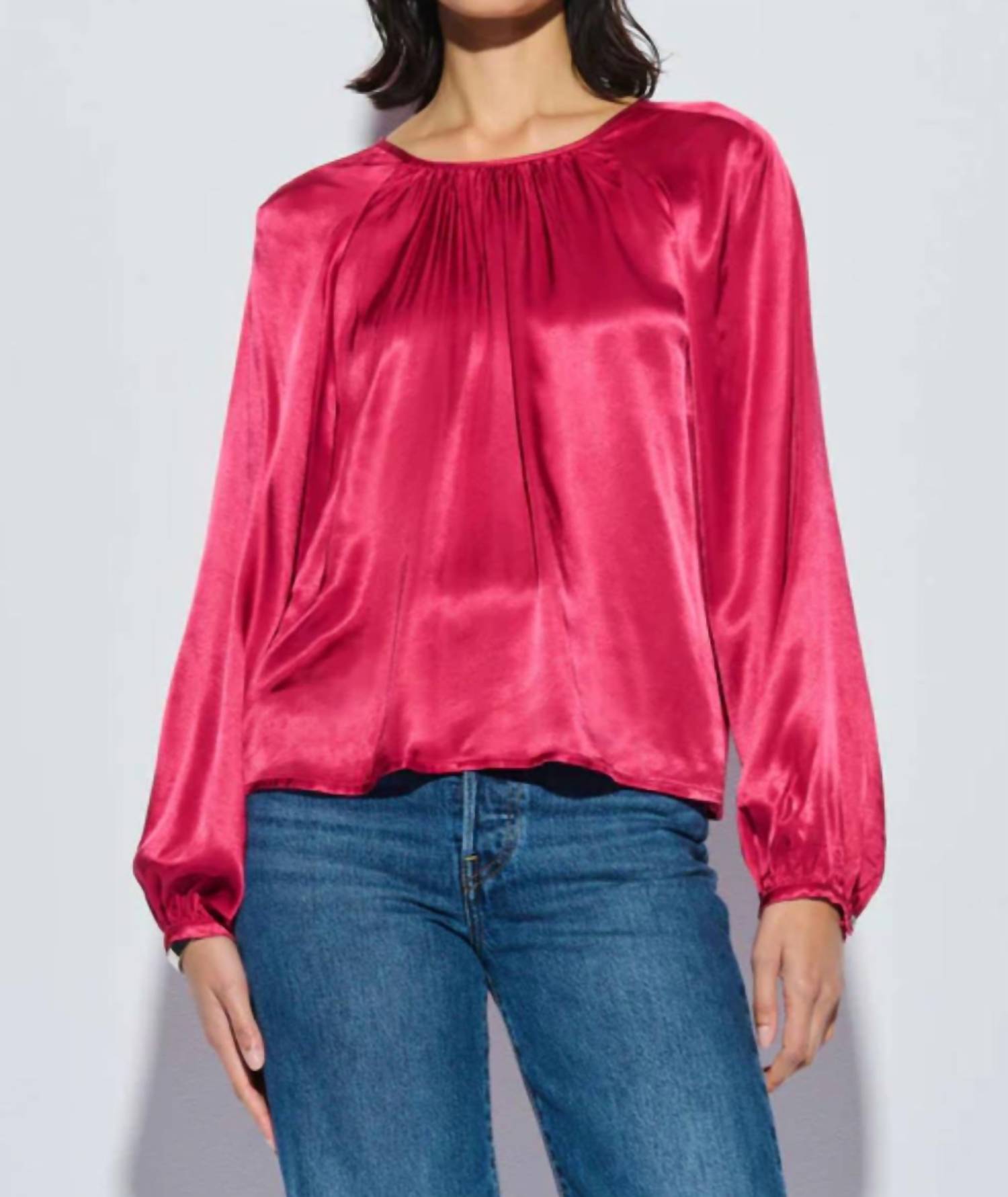 Nation LTD Eveline Raglan Top in raspberry jam - women's blouse