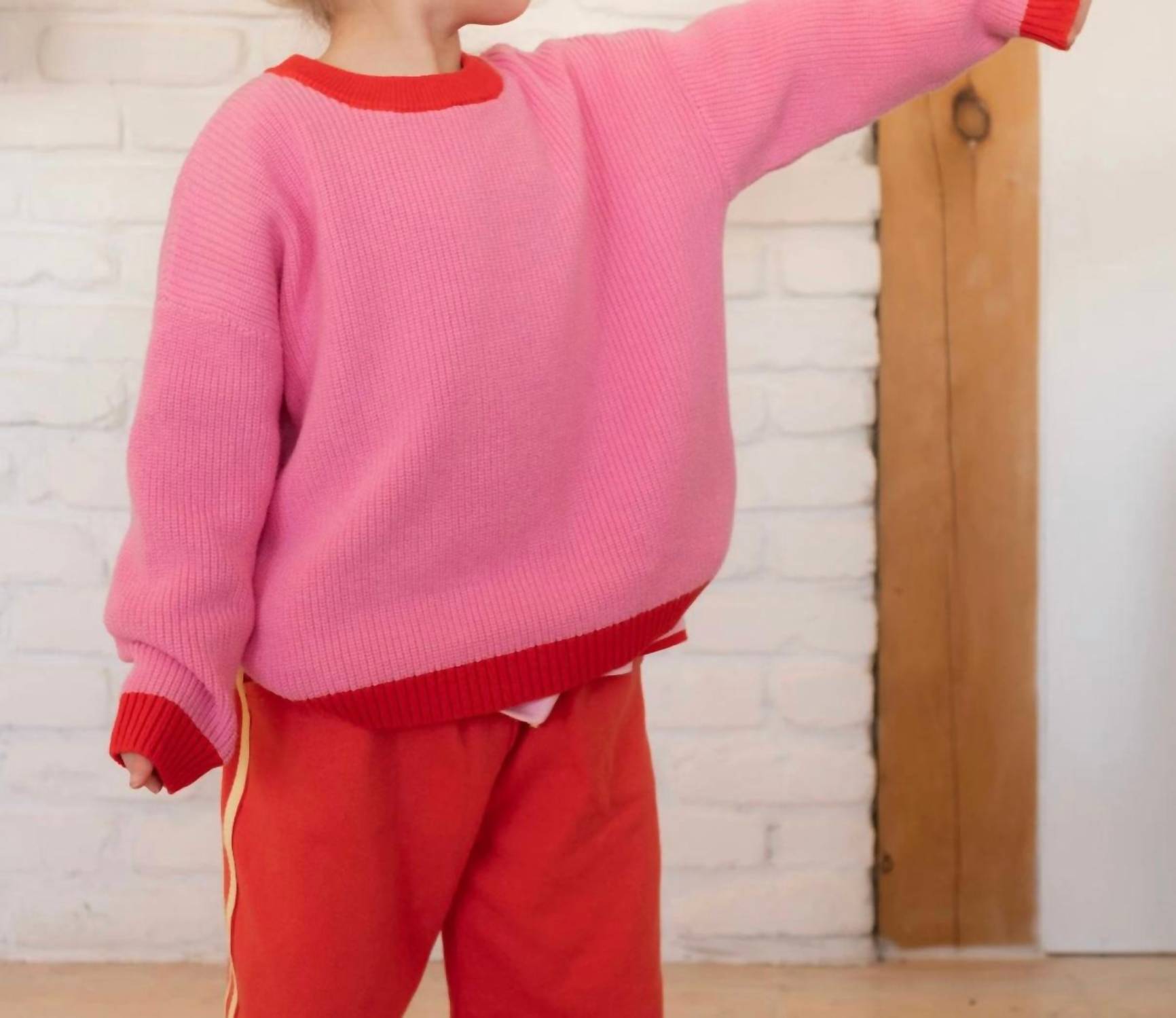 Pigeon said please Girl's Strawberry Jam Pullover in pink - kids' sweater - view 4