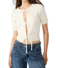 STEVE MADDEN Sereia Front-tie Cardigan in cream - women's cardigan