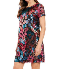 Maggy London - Floral Sequin Shift Dress