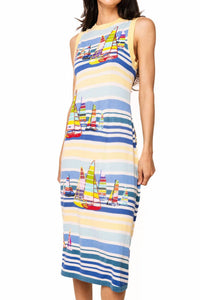 Queen Of Sparkles - Striped Sailboat Knit Tank Dress